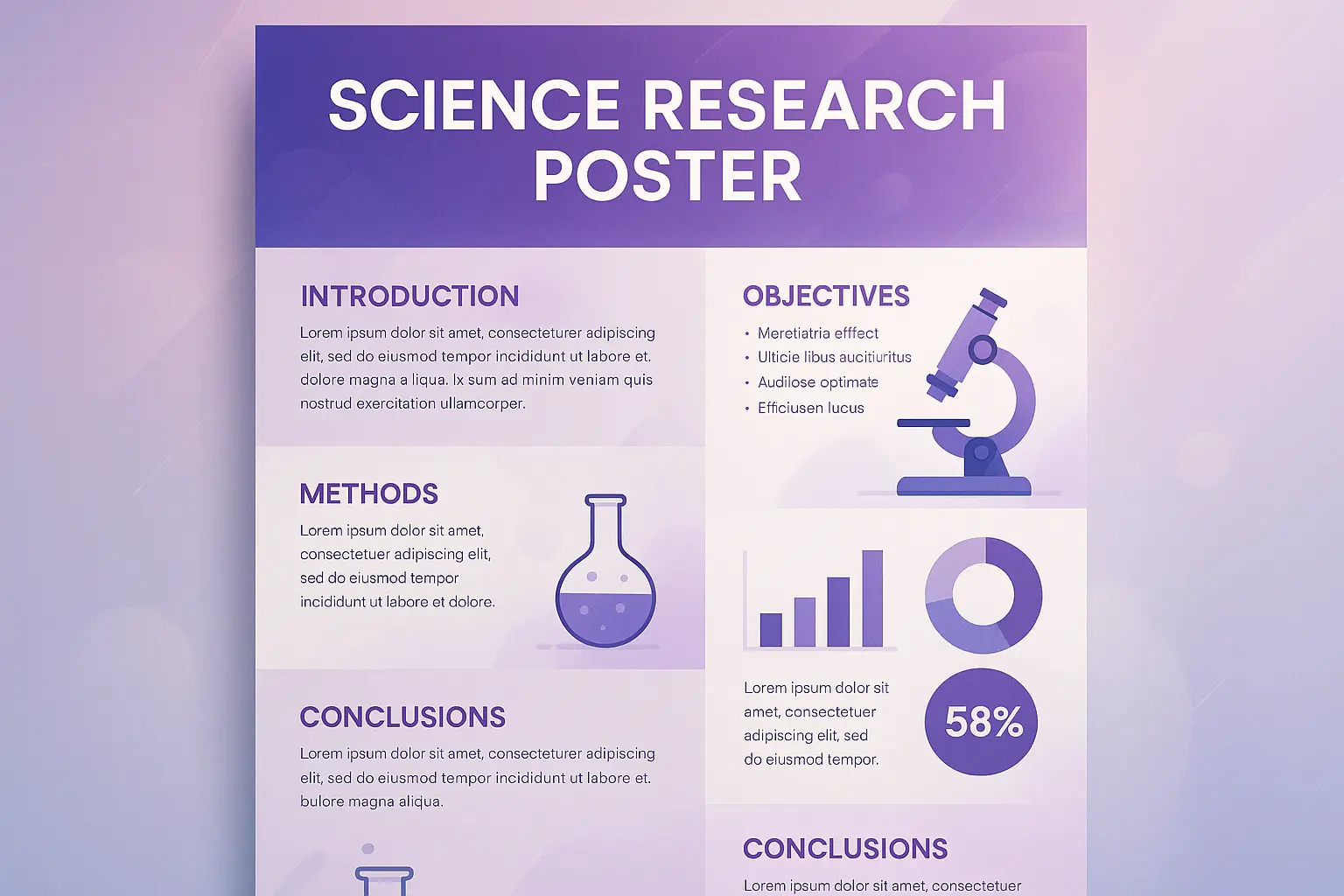 Modern educational Research Poster template with charts and clear layout