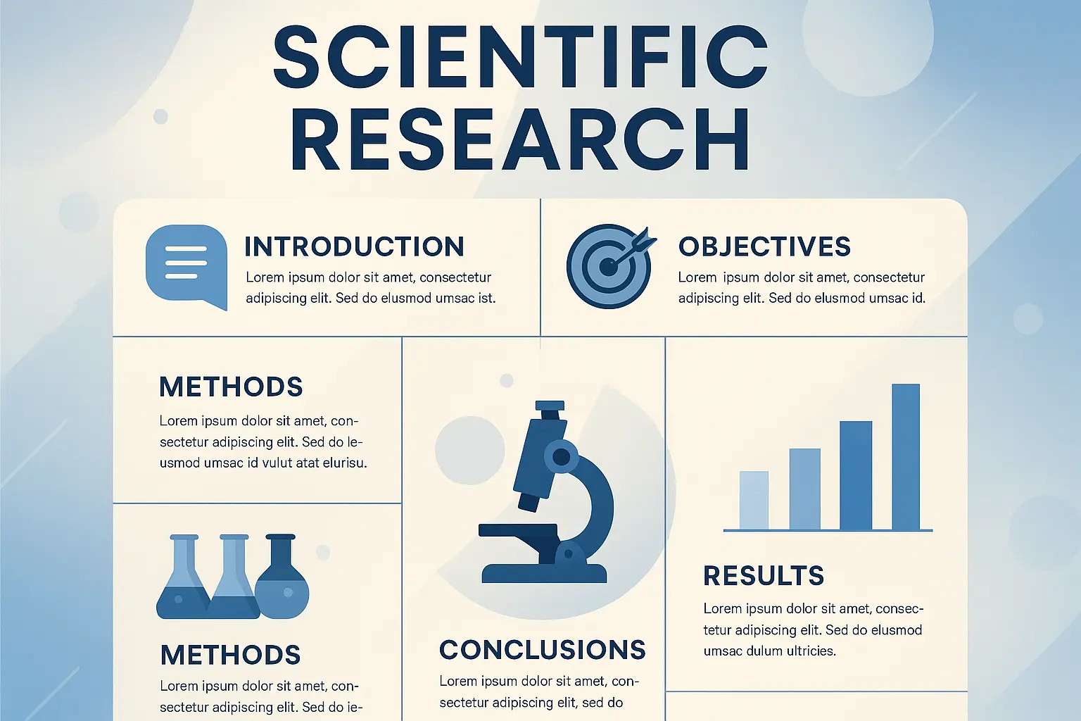 Research Poster template with sections for introduction, analysis, methods, and results