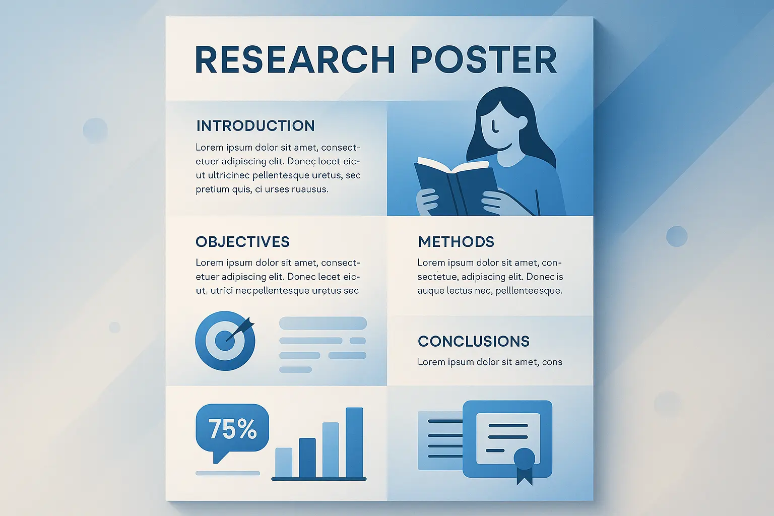 Research Poster template with blue DNA design and clean layout