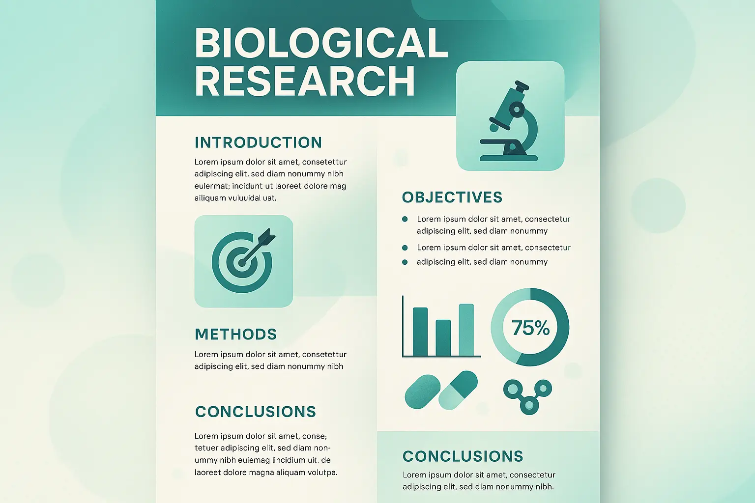 Research Poster template with educational research layout and icons