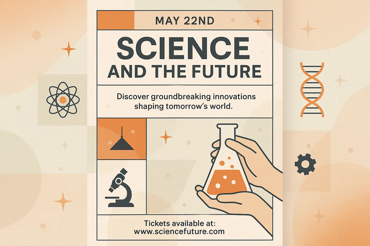 Teal-accented Research Poster template with science visuals