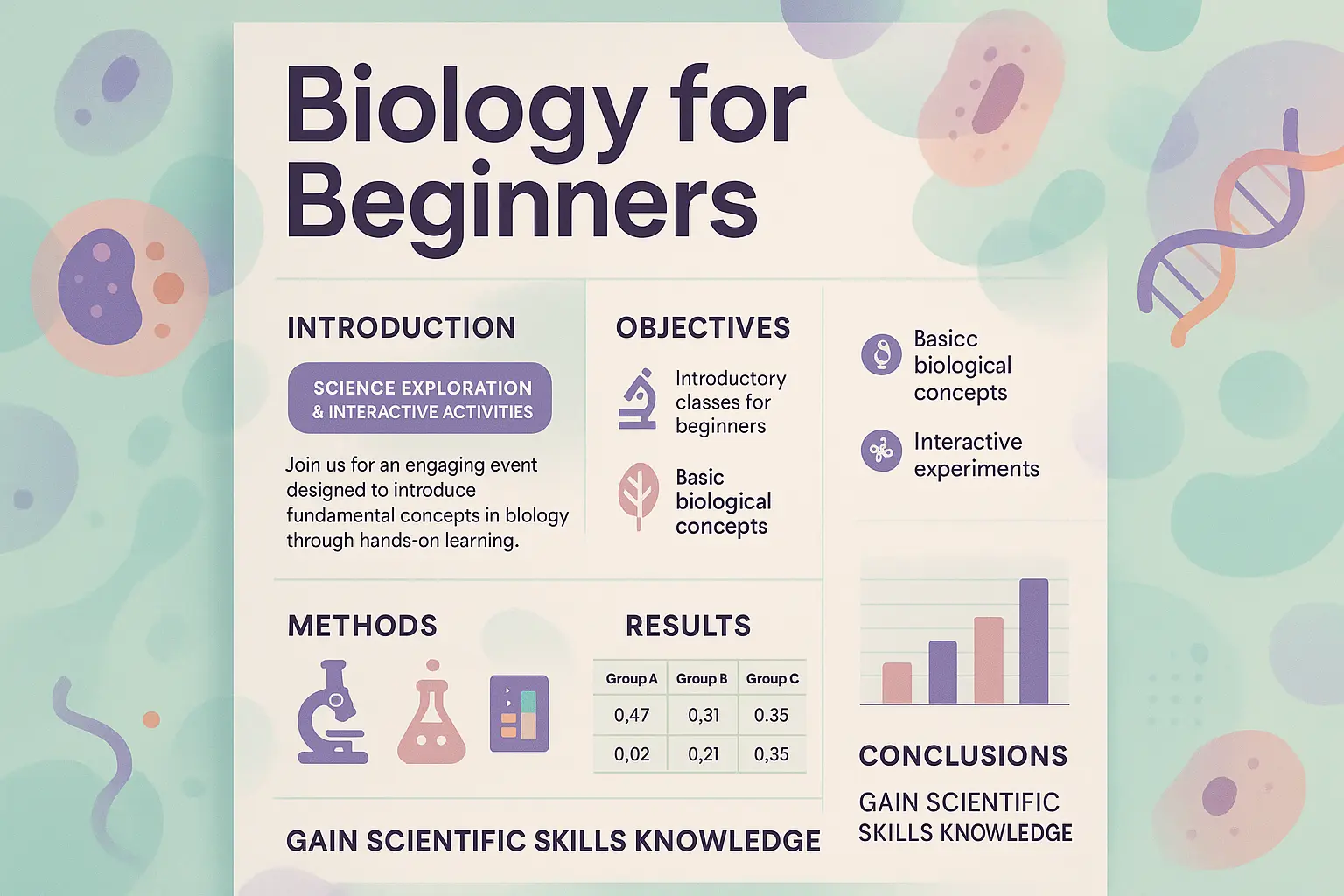 Modern Research Poster template with graphs and survey data