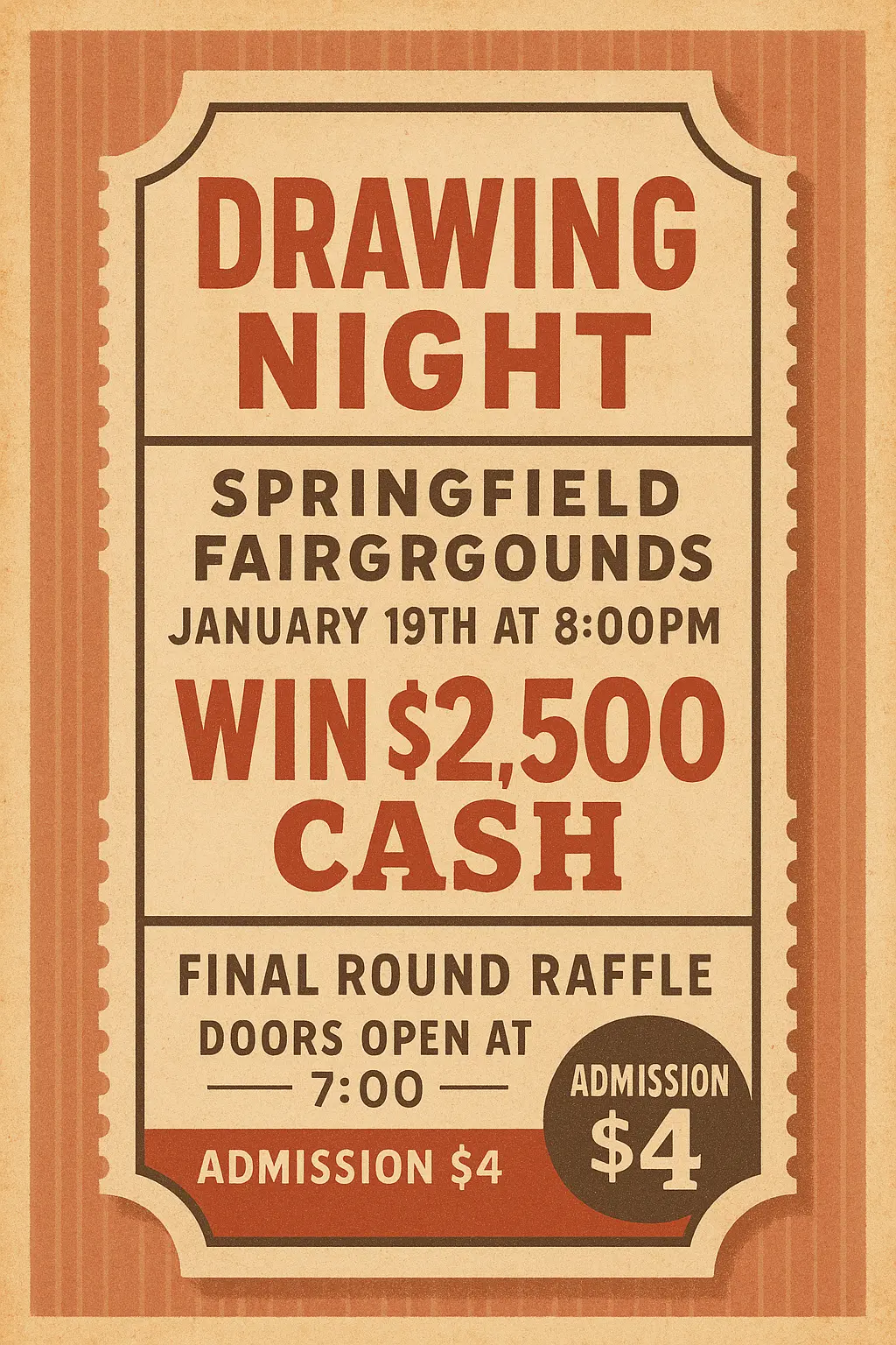 Retro Poster template with vintage raffle fairground theme
