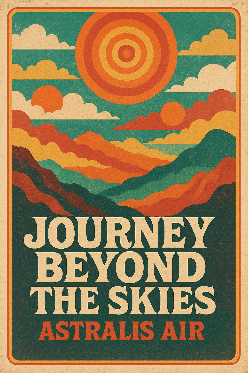 Retro Poster template with surreal 70s travel aesthetic
