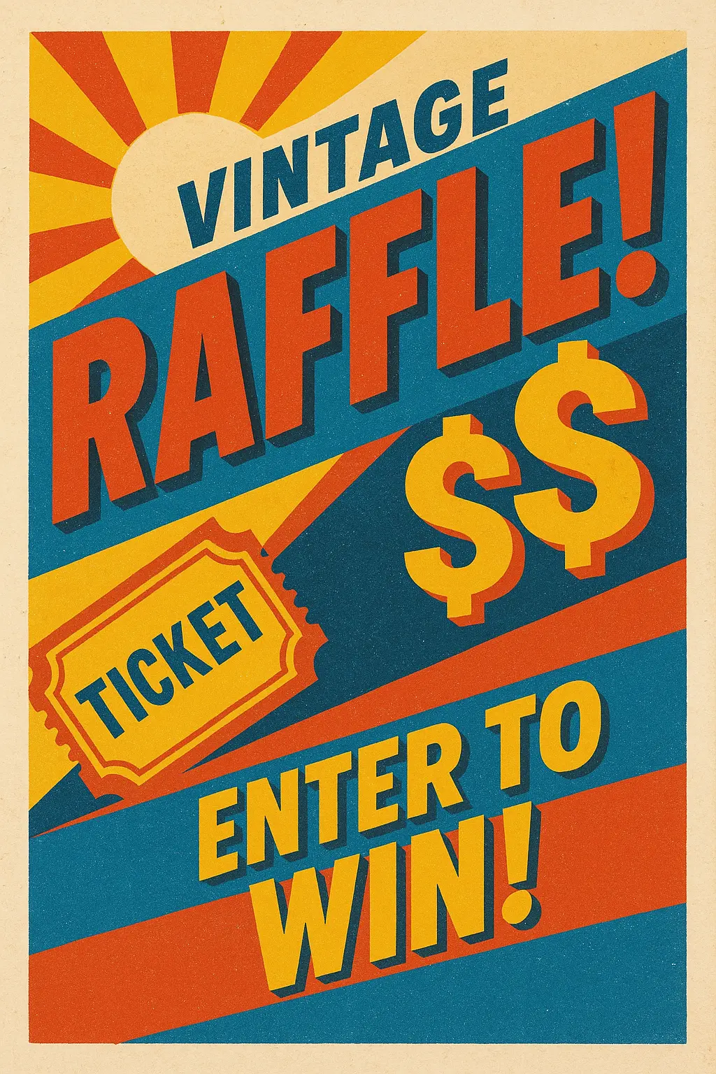 Retro Poster template for a vibrant raffle promotion