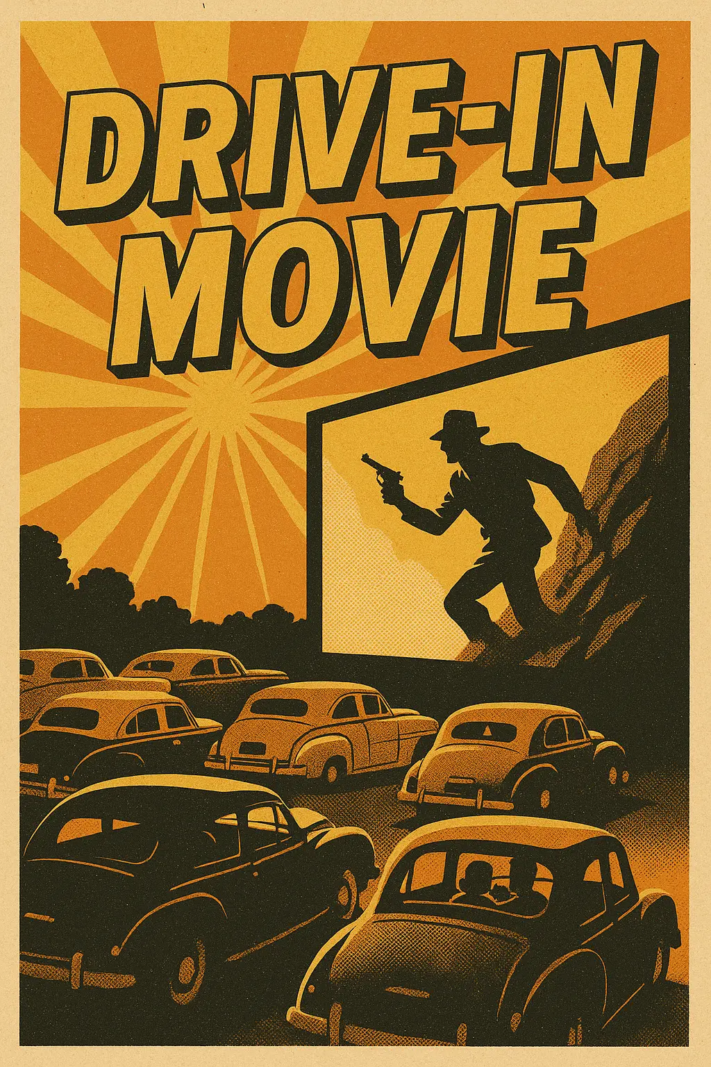 Retro Poster template for a nostalgic drive-in movie event
