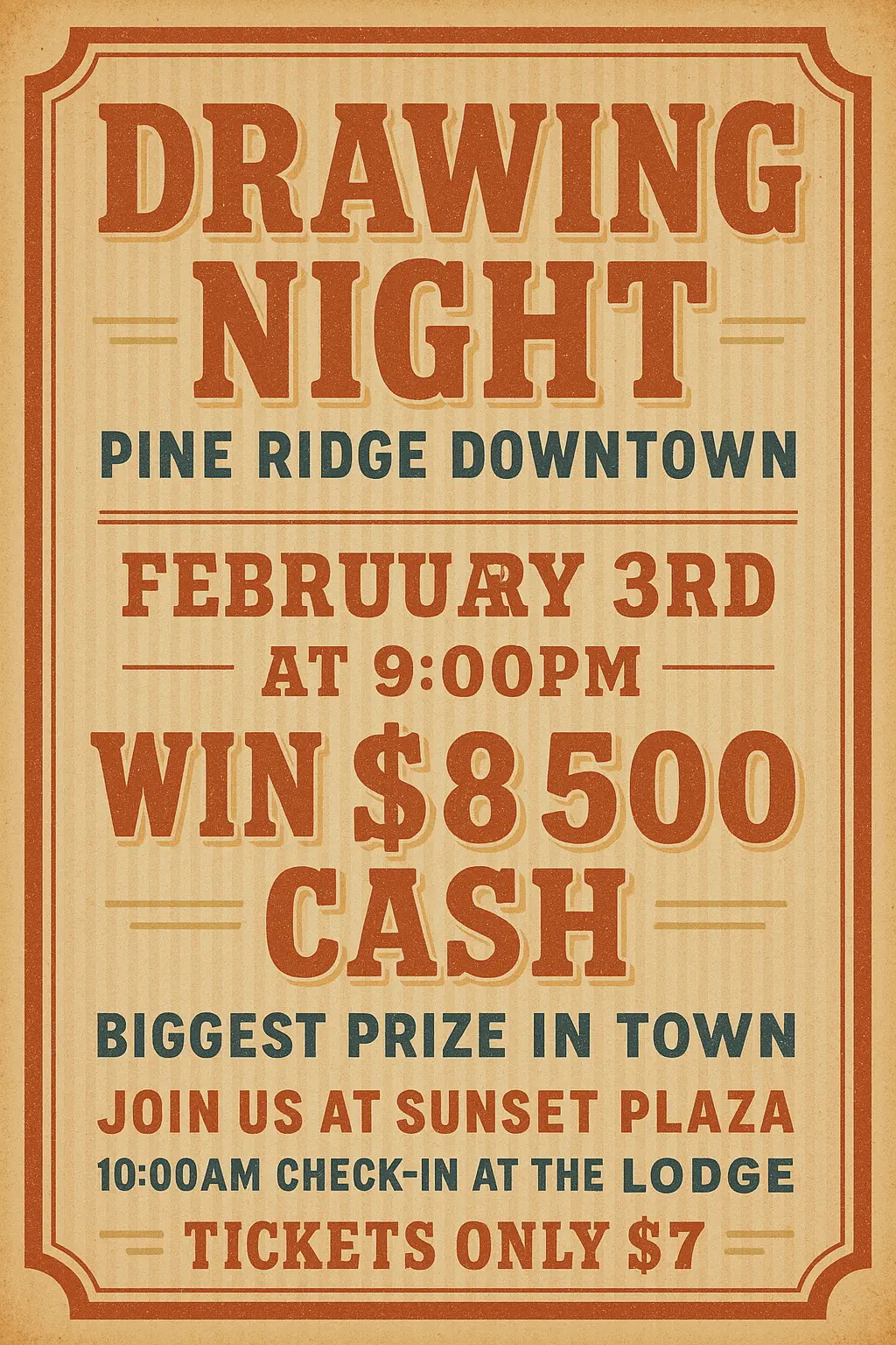 Retro Poster template for vintage raffle event announcement