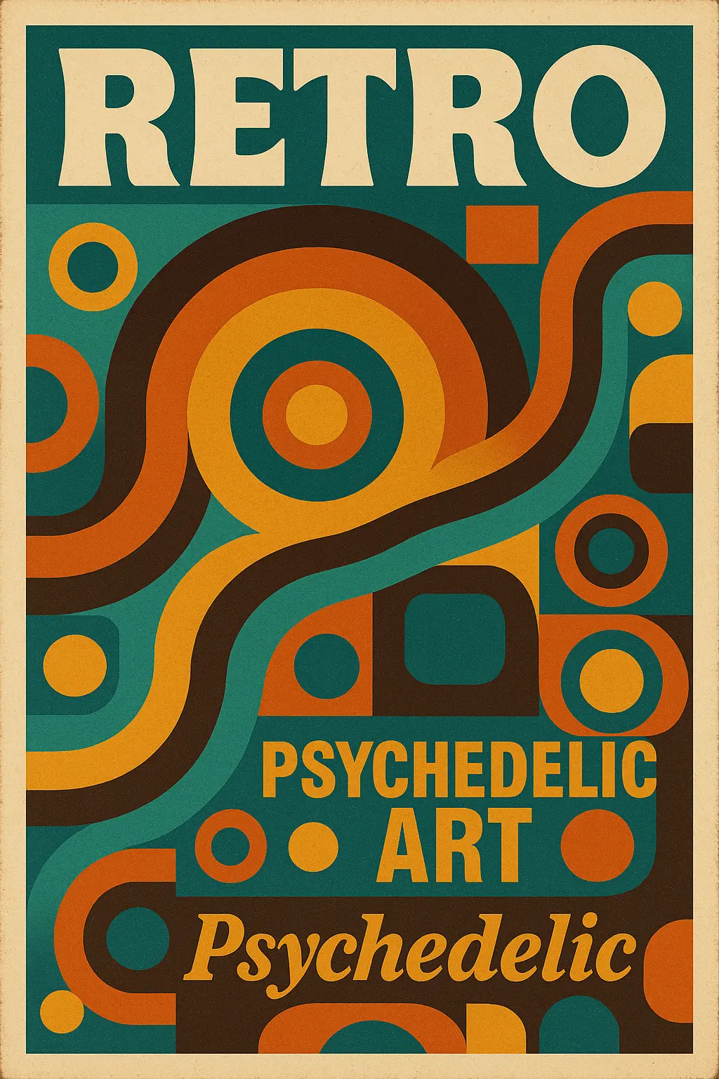 Retro Poster template with geometric shapes and bold typography