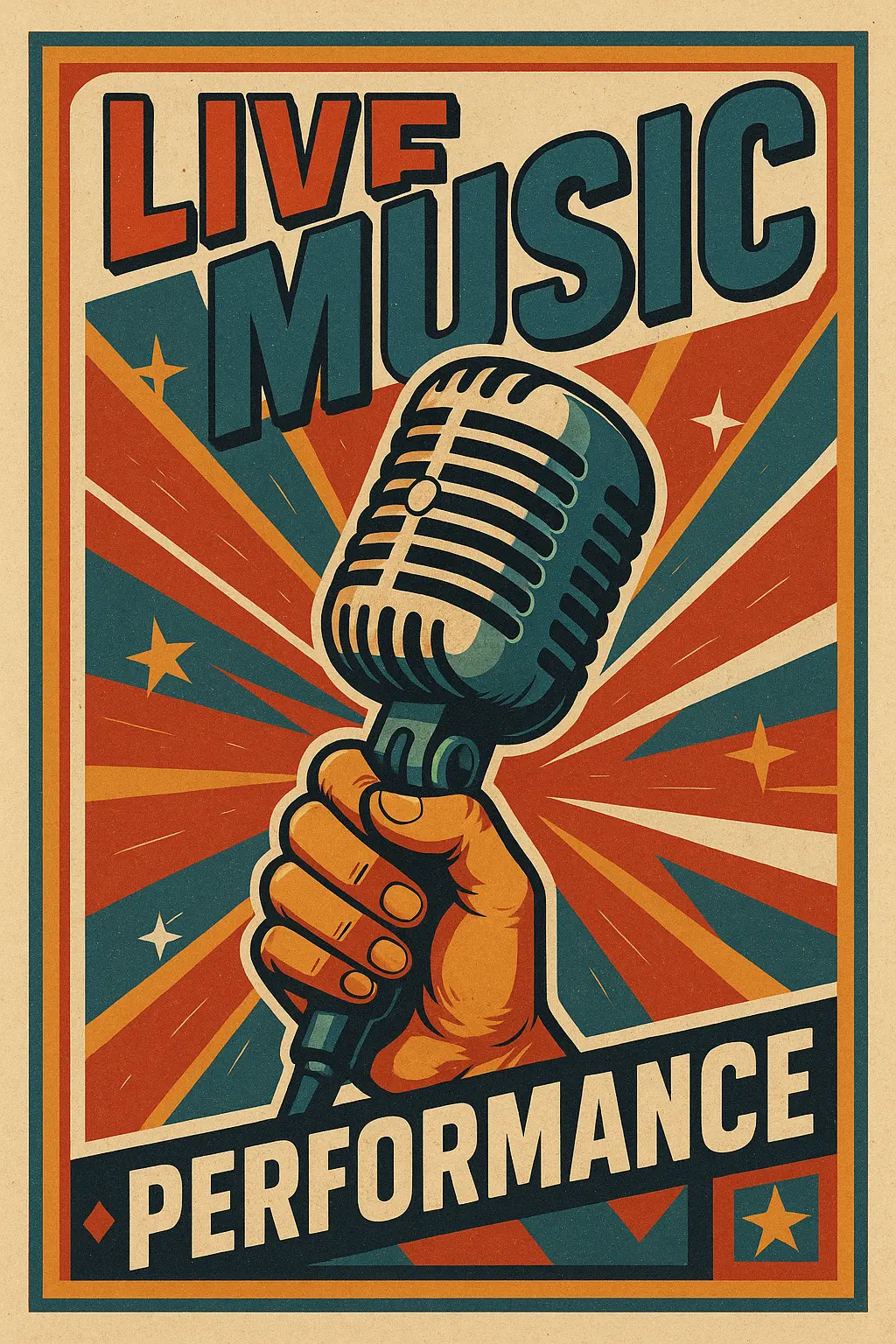 Retro Poster template for a live music event with dynamic typography