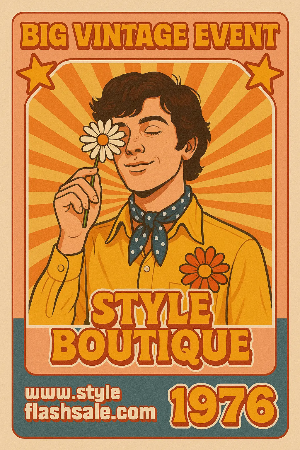 Retro Poster template featuring a floral-themed vintage fashion ad