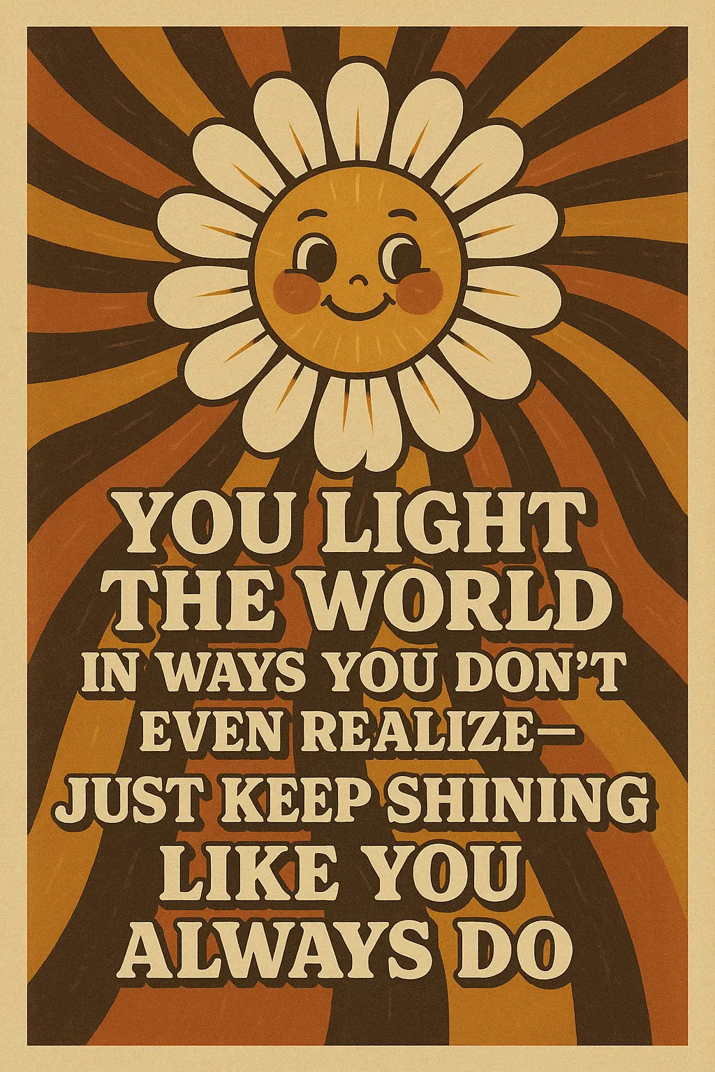 Retro Poster template with flower face and swirling stripes