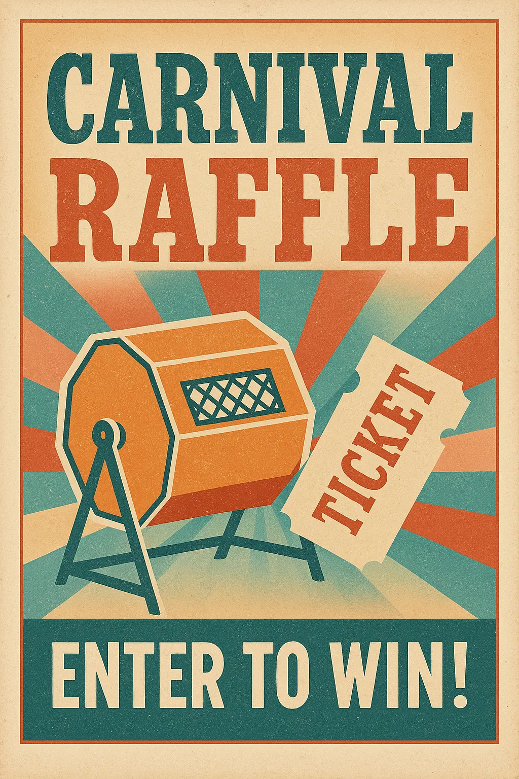 Vintage Retro Poster template for a carnival raffle contest