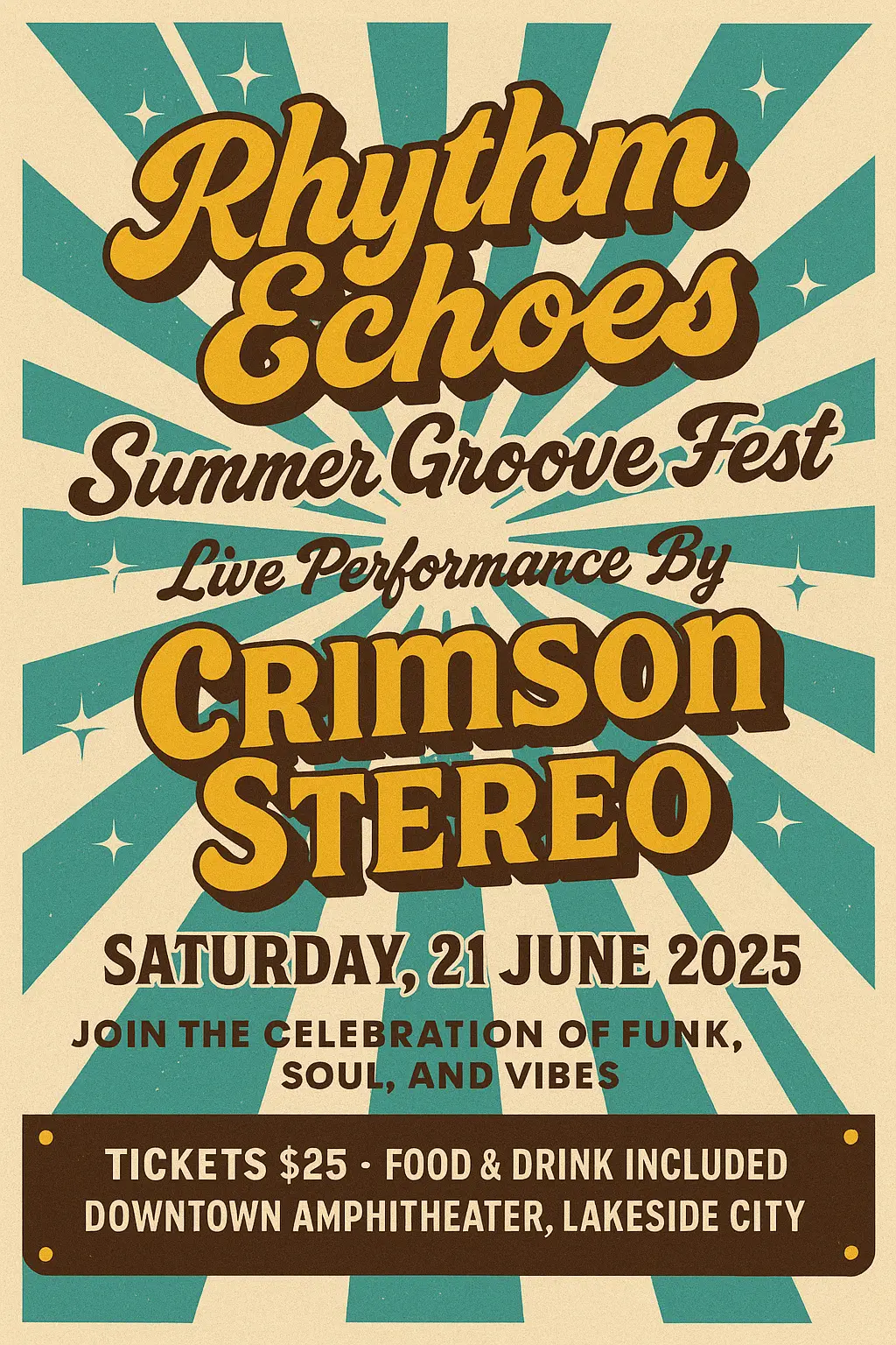 Retro Poster template for a 1970s music festival