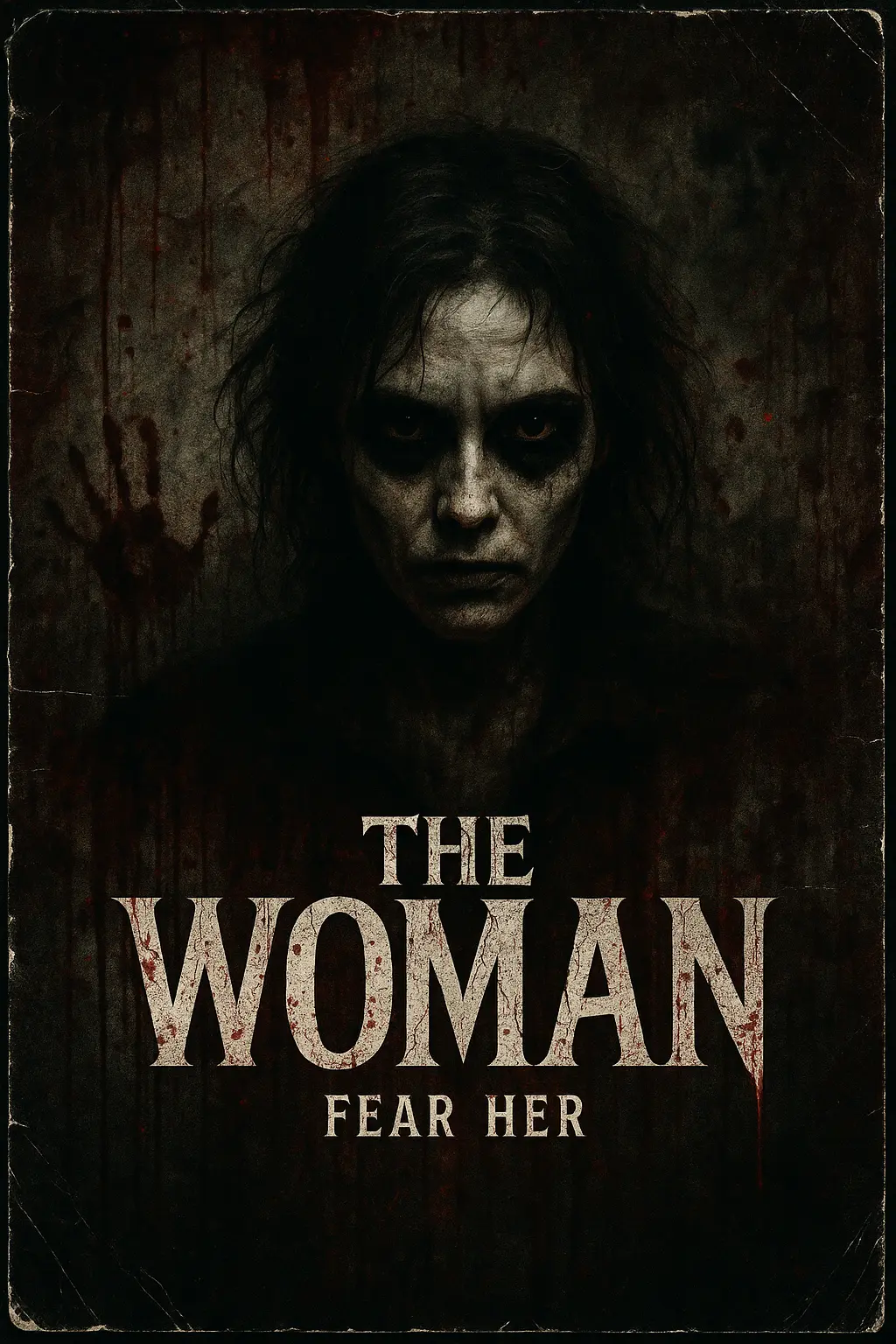 Scary Poster template with distressed figure and blood splatters