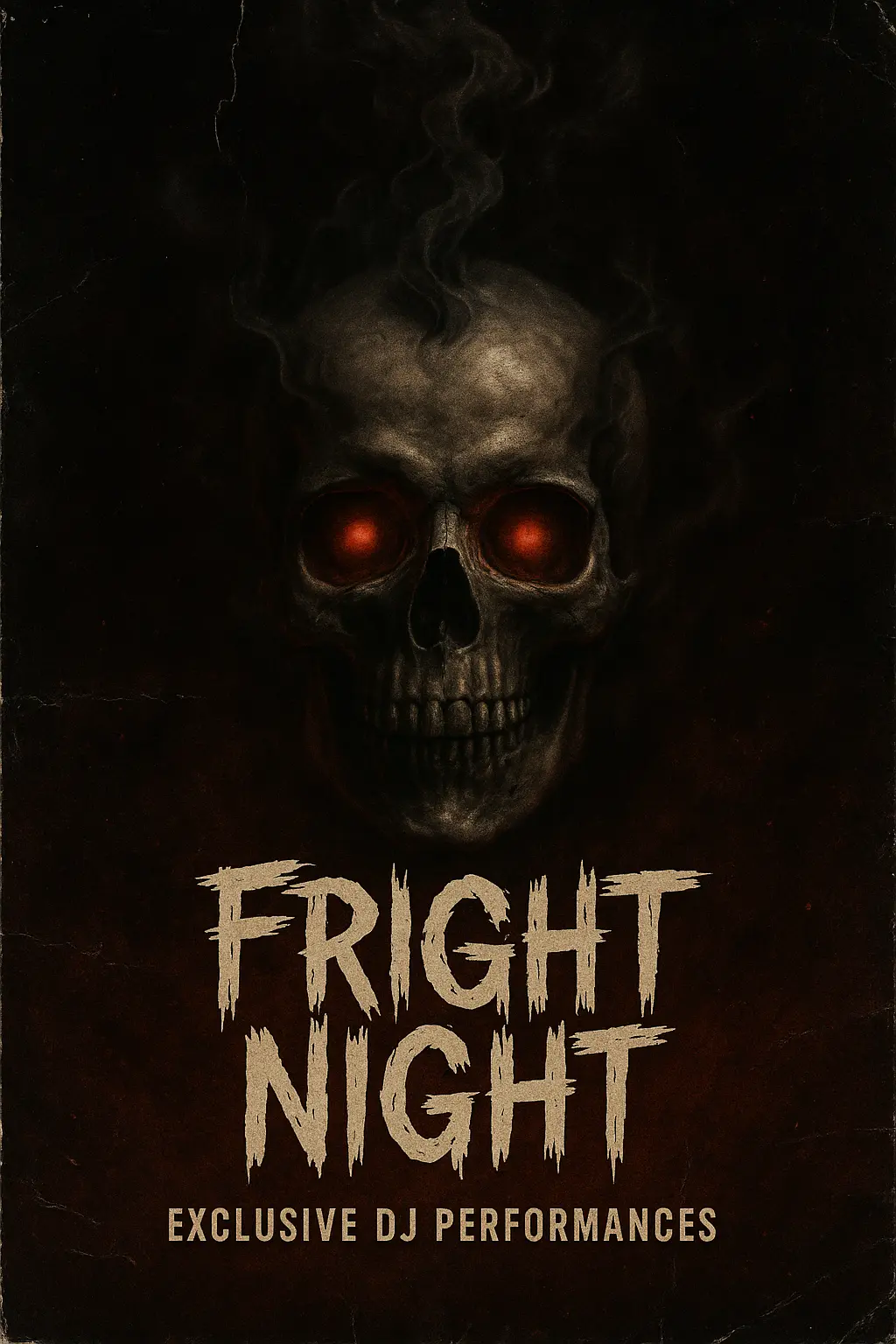 Scary Poster template featuring a skull with smoke and eerie glow