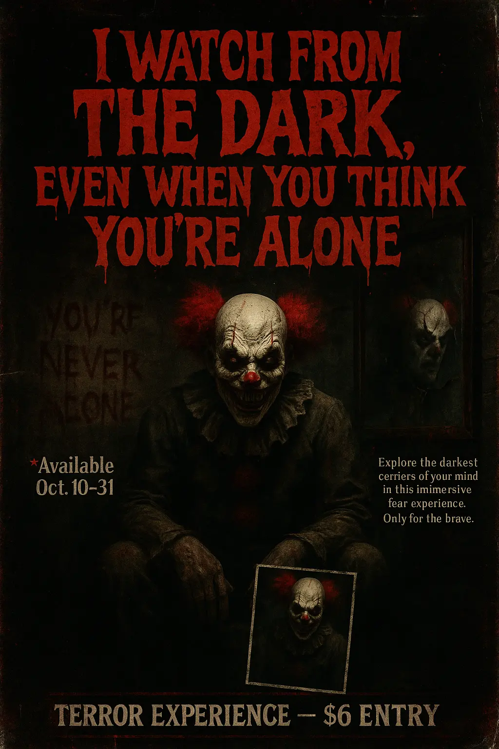 Scary Poster template with creepy clown and eerie red tones
