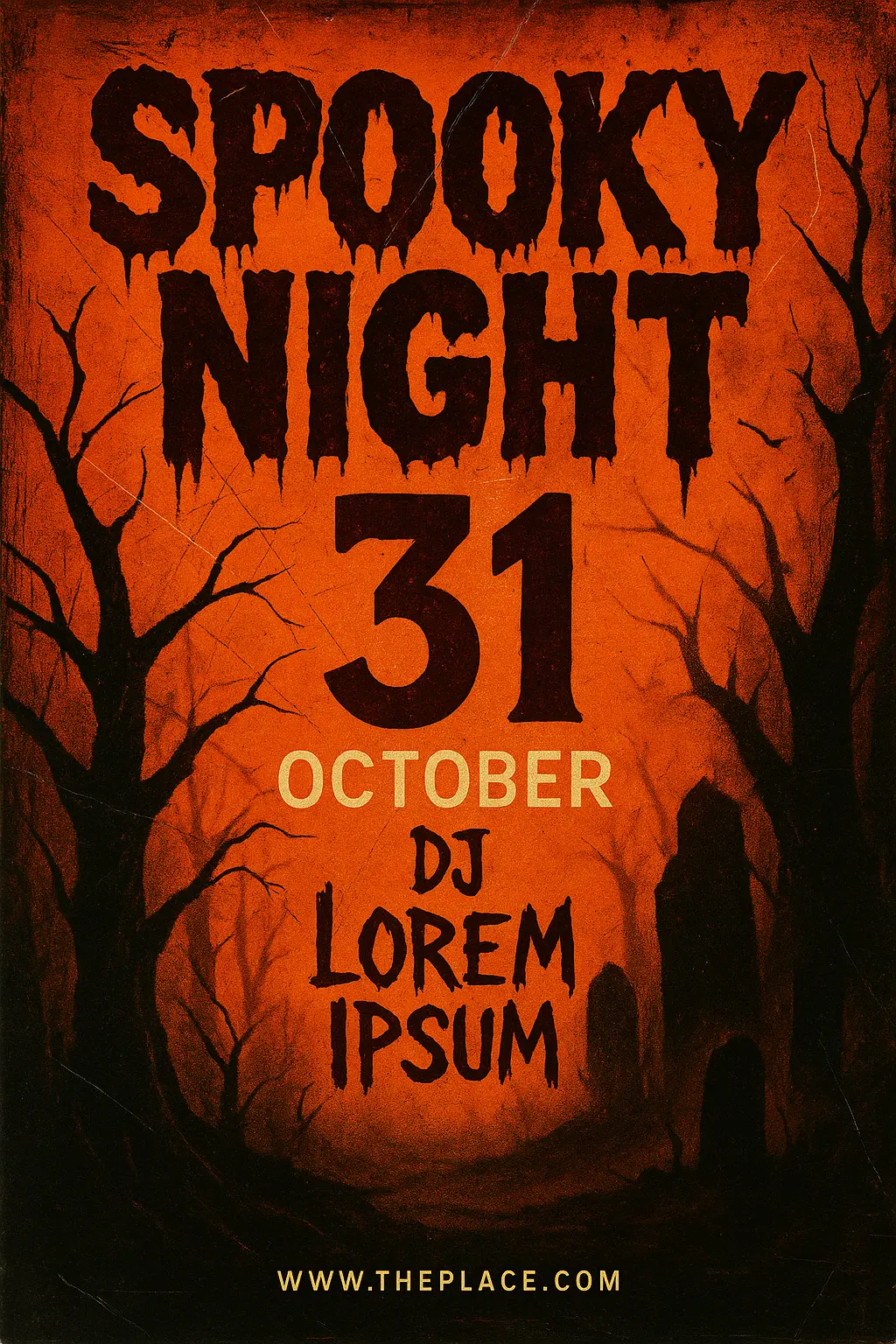 Scary Poster template with bold text and Halloween theme