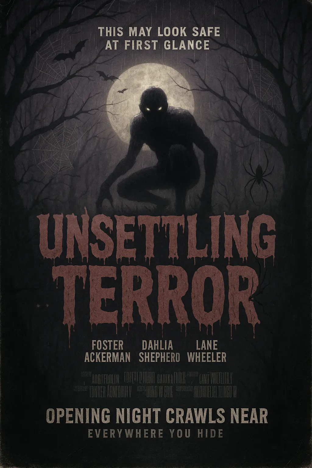 Scary Poster template with creepy moonlit forest and dripping title