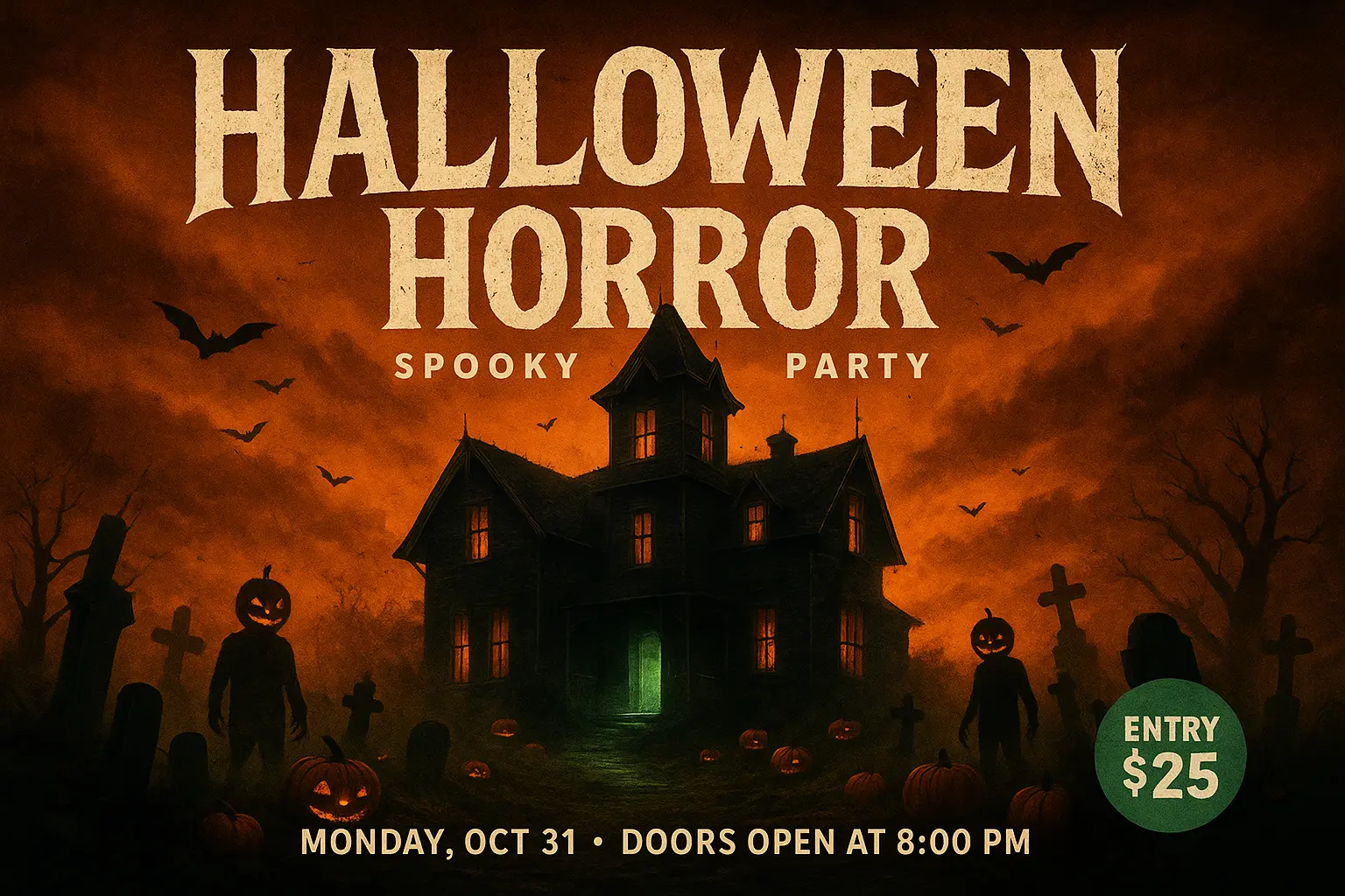 Scary Poster template with undead hand and horror text