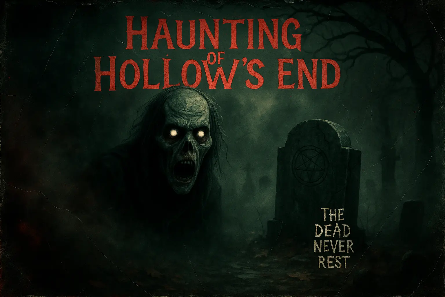 Scary Poster template with creepy moonlit forest and dripping title