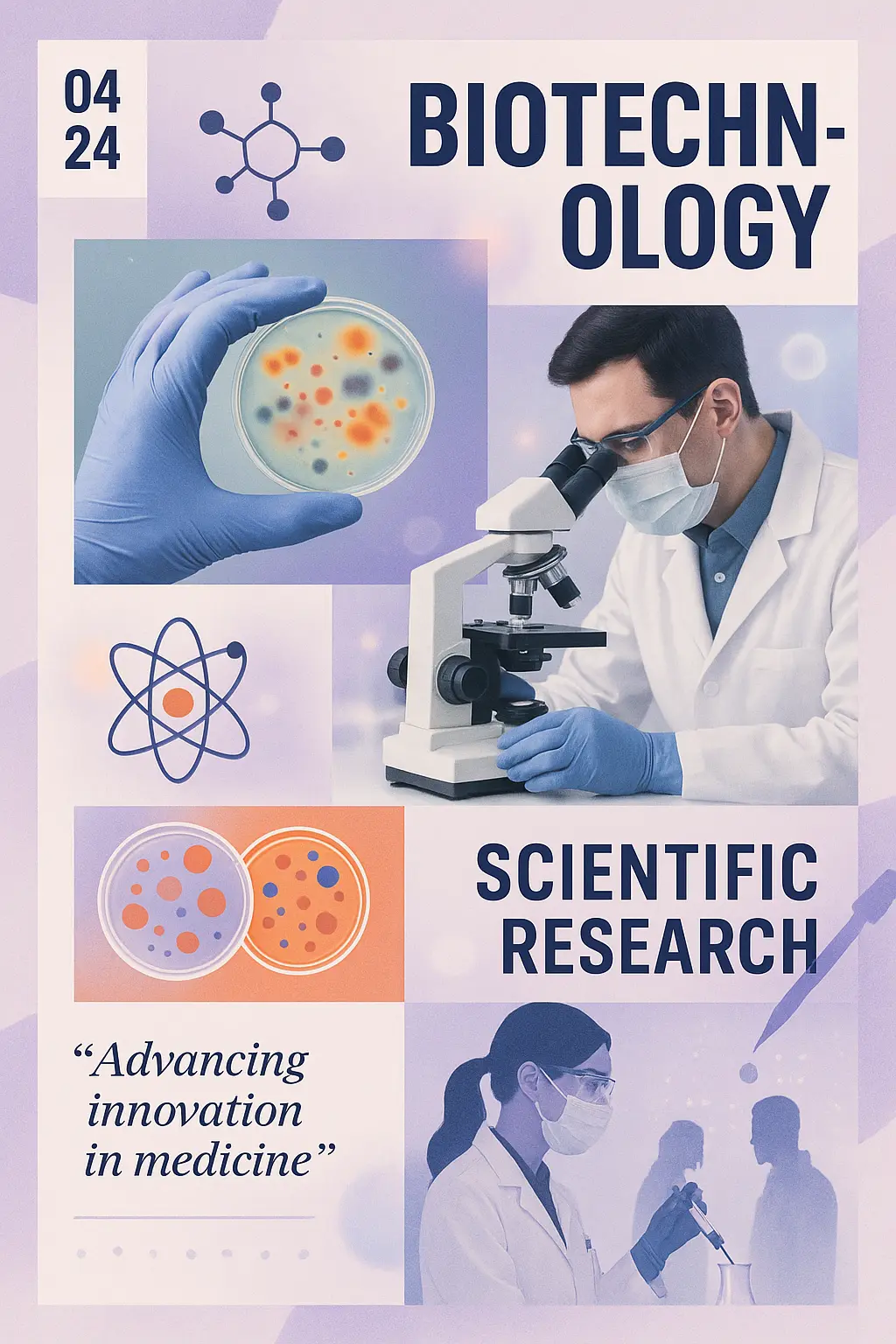 Science Poster template with lab research collage and clean layout