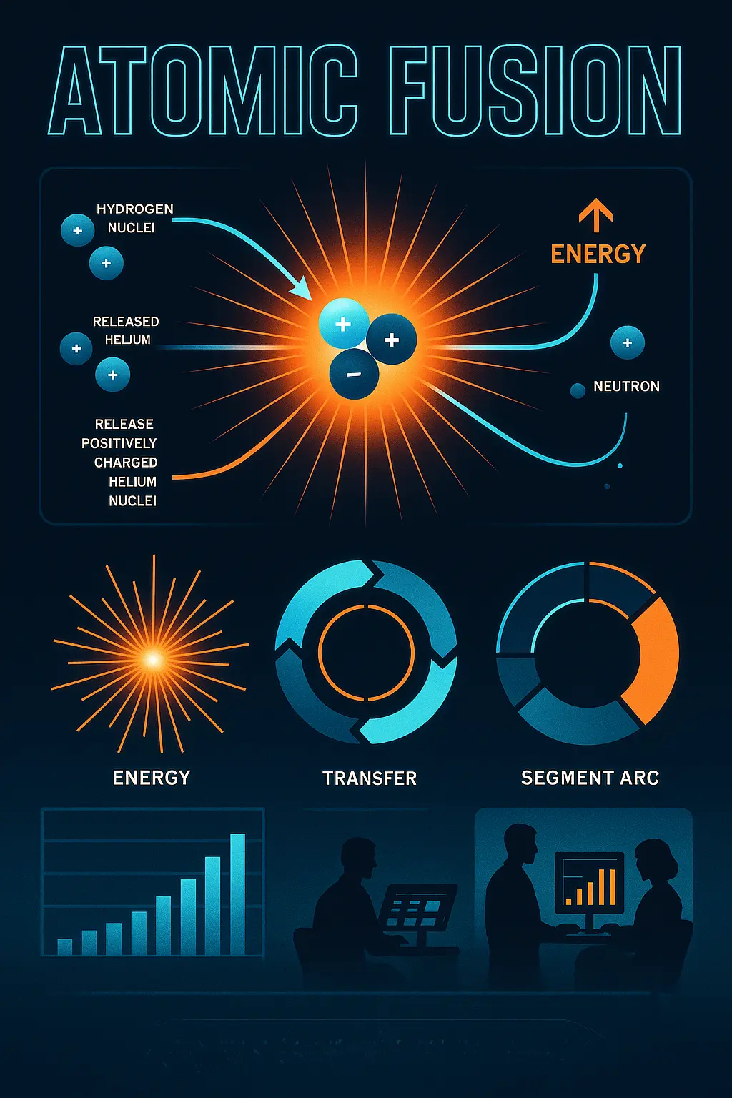 Science Poster template with atomic fusion and glowing data