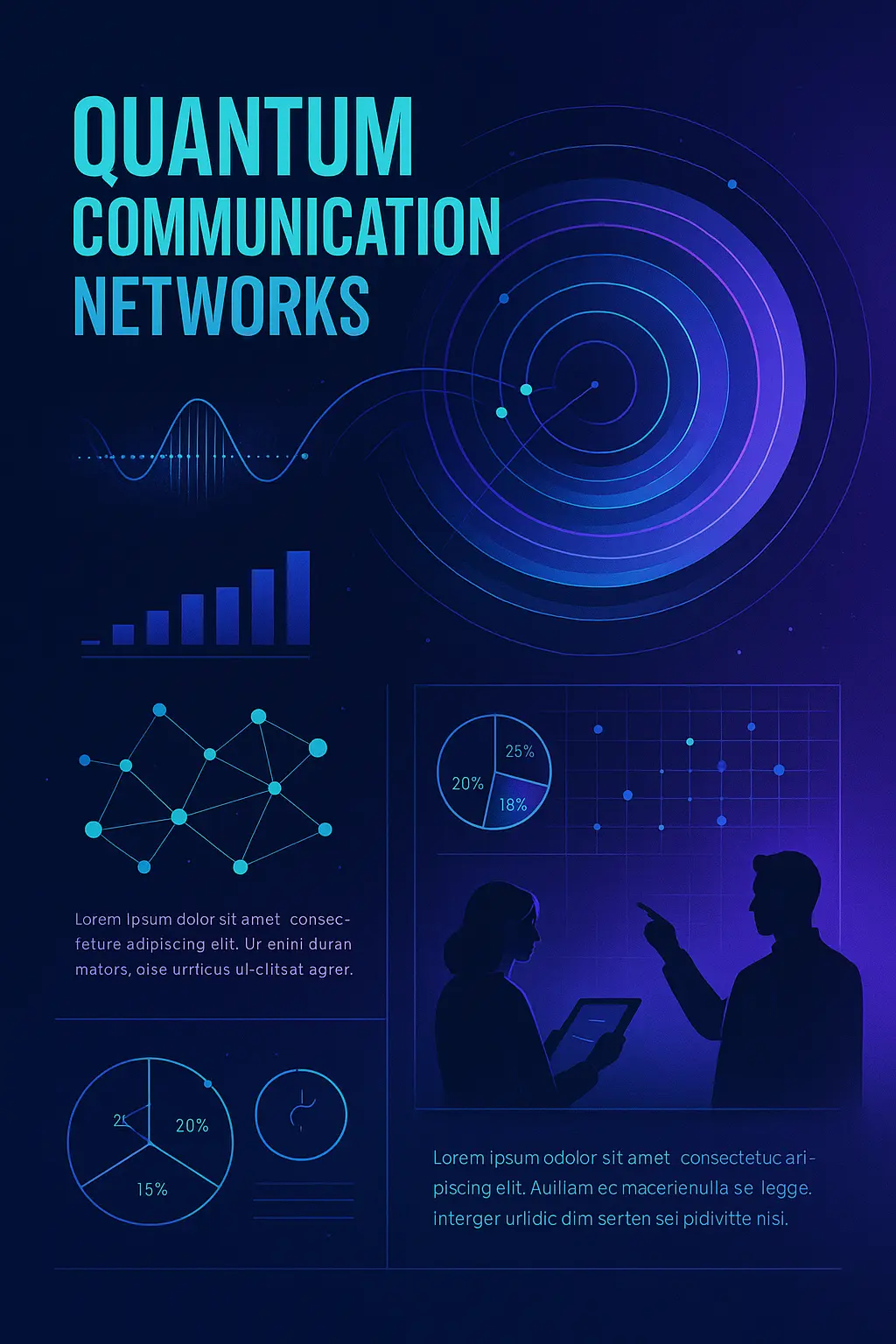 Science Poster template featuring quantum networks in bold minimalist style
