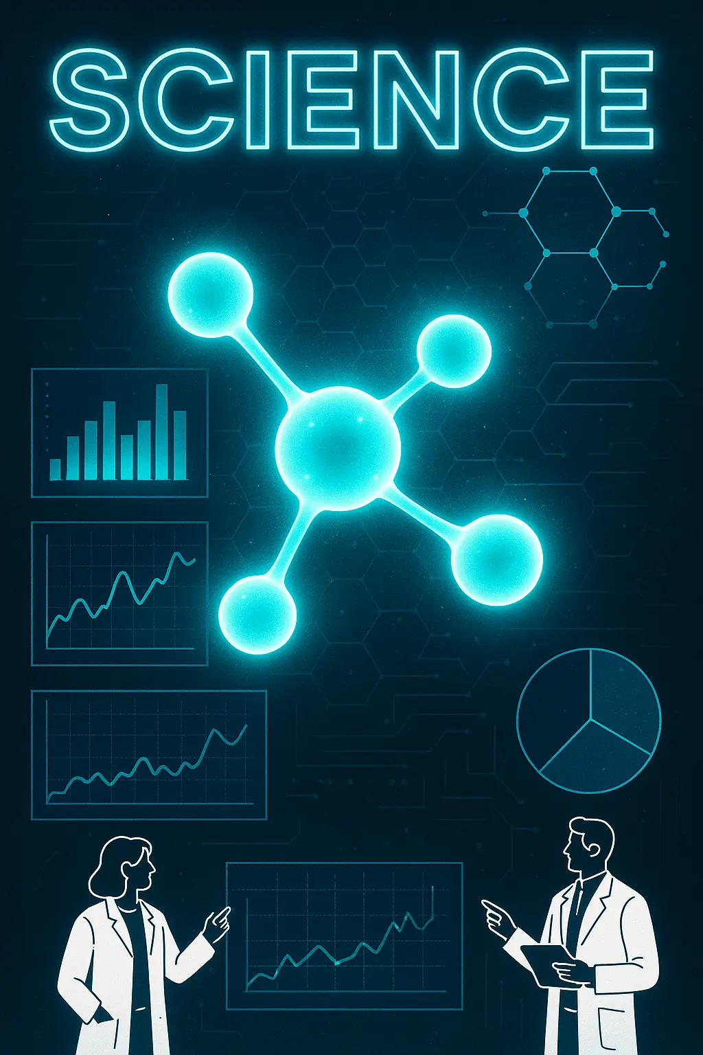 Futuristic Science Poster template with glowing molecule design