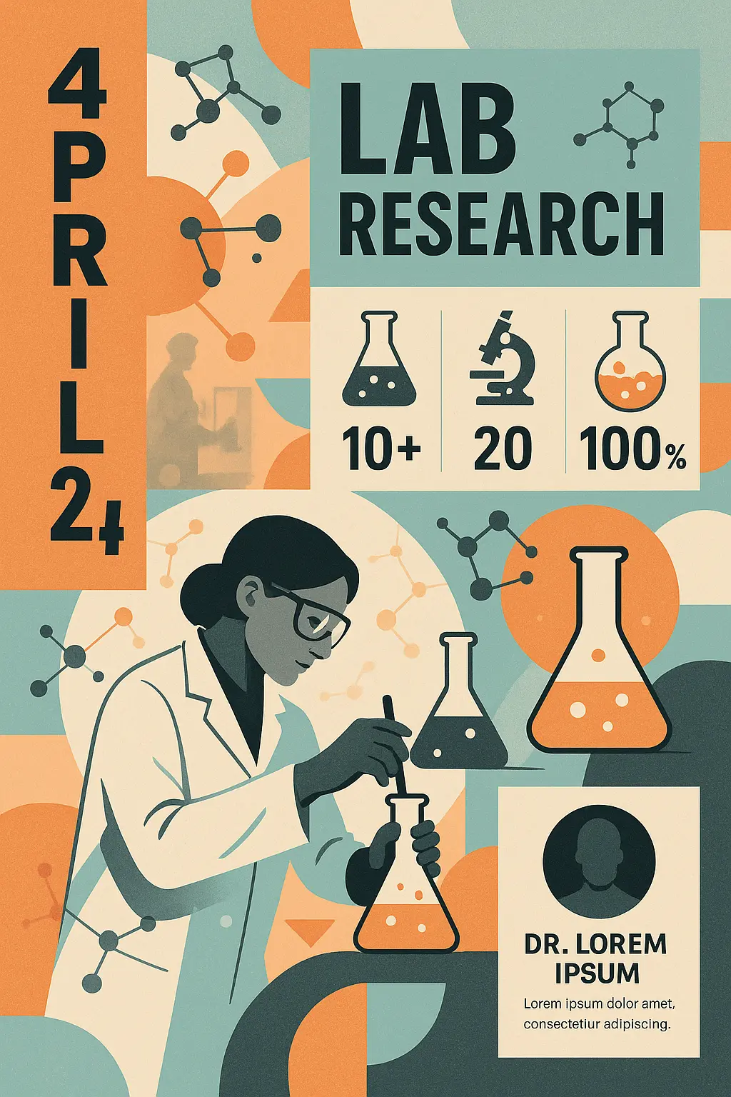 Science Poster template with chemistry theme and modular layout