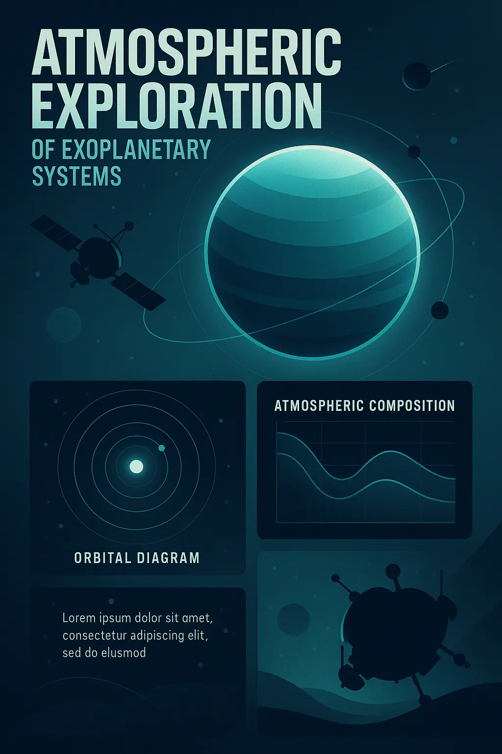 Science Poster template of exoplanet atmosphere in minimalist style