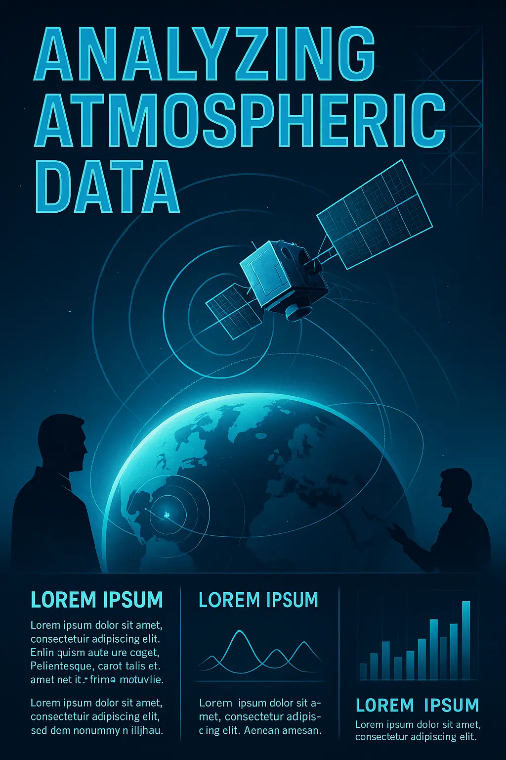 Science Poster template with satellite data and Earth orbit visuals
