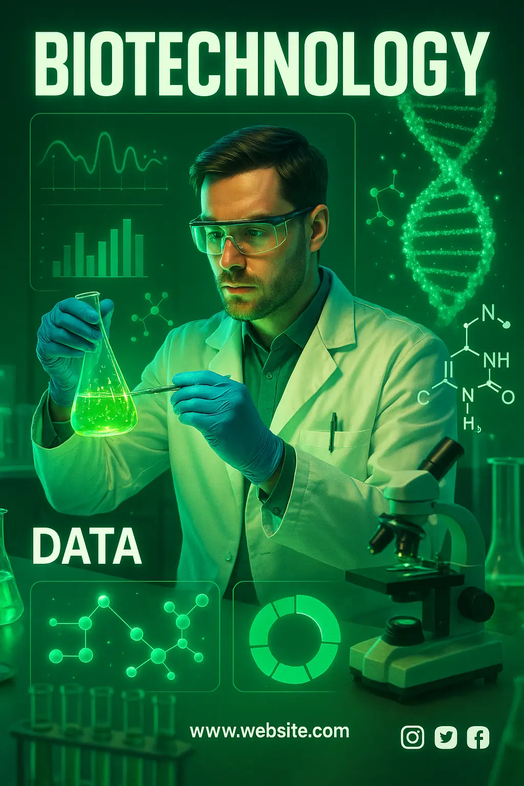 Science Poster template with biotechnology research theme