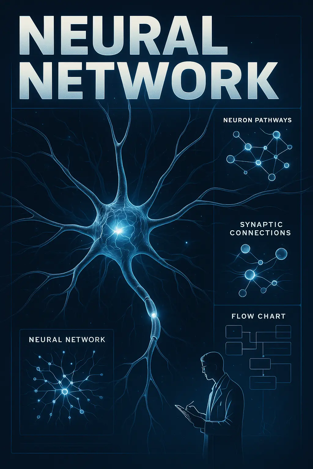 Science Poster template featuring a neural network visualization