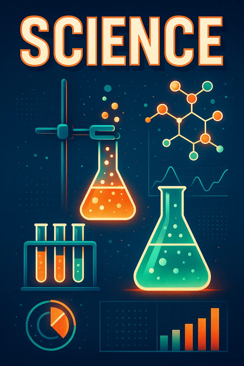 Science Poster template with laboratory theme, bold minimalist style