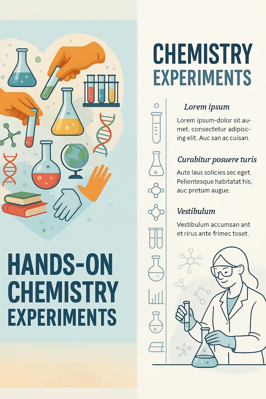 Playful Science Poster template with colorful lab icons and clean layout