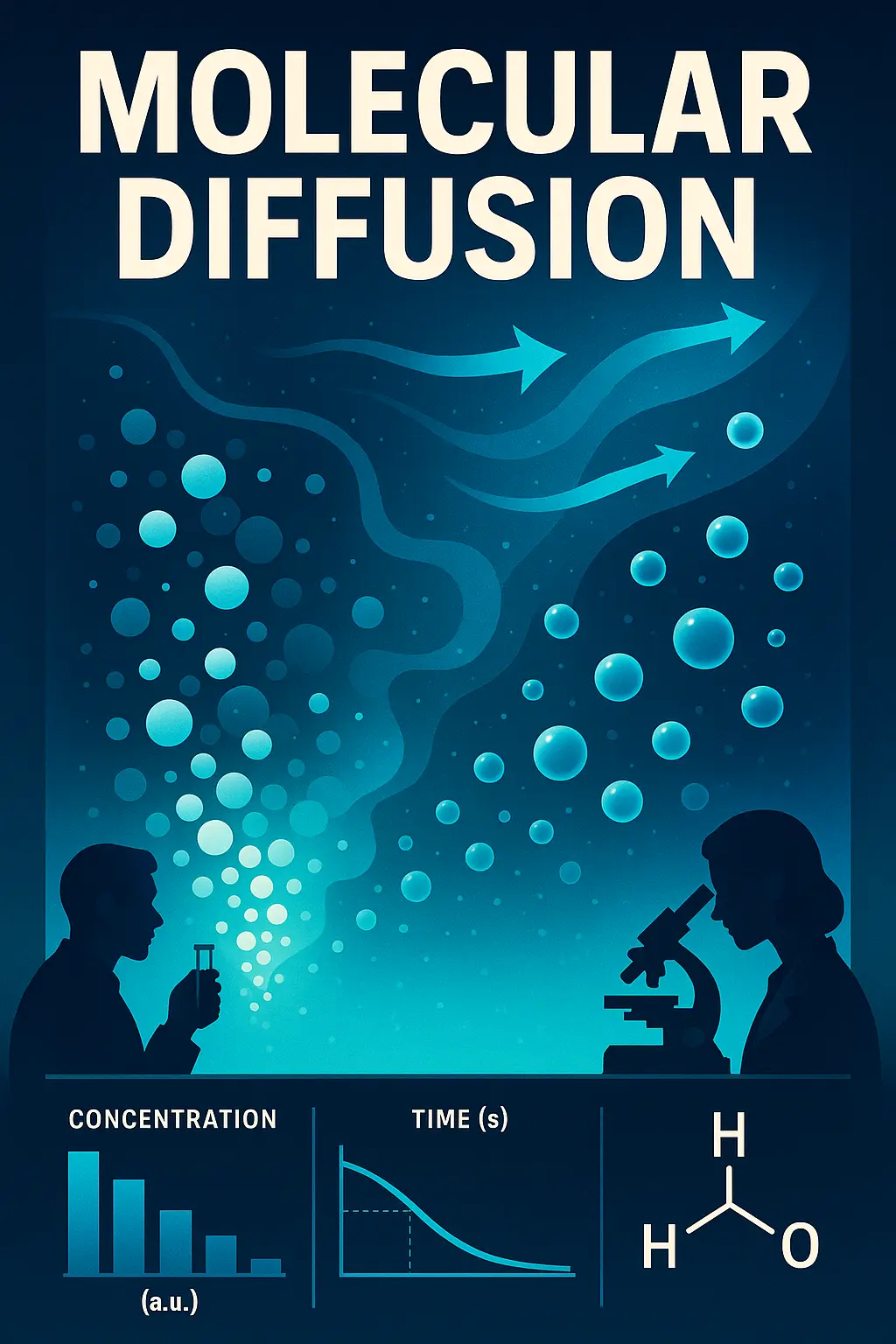 Science Poster template showing fluid molecular diffusion