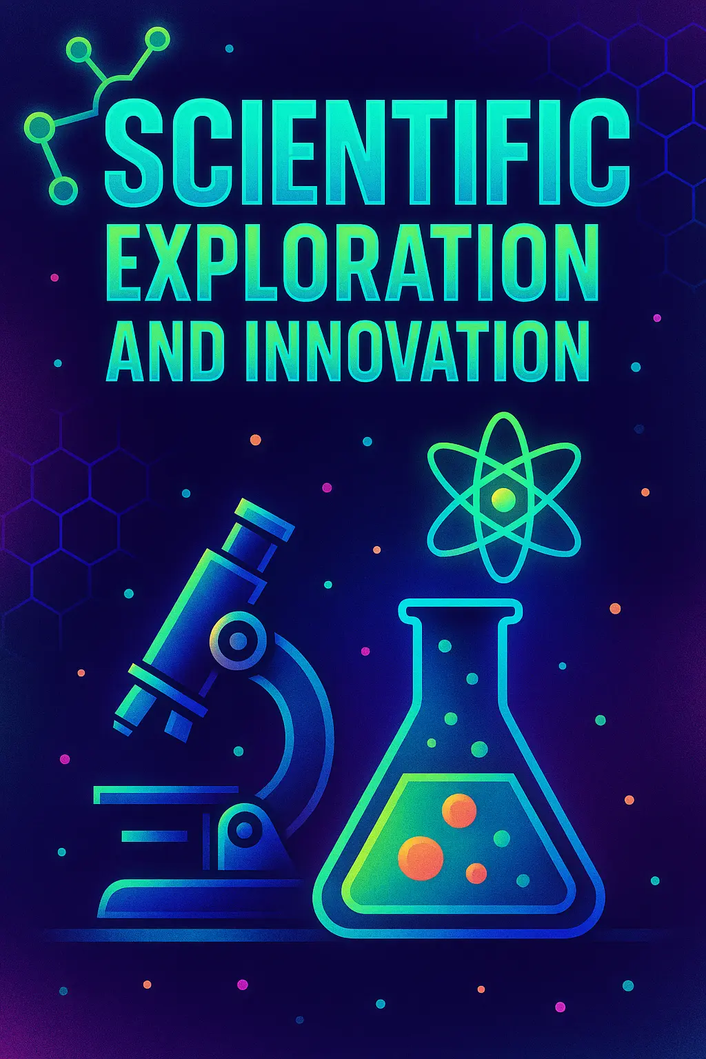 Science Poster template with vibrant geometric patterns and bold typography