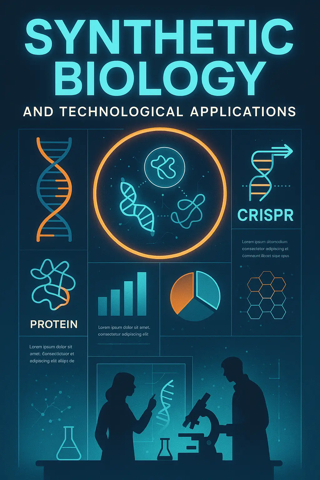Science Poster template showing synthetic biology in minimalist style