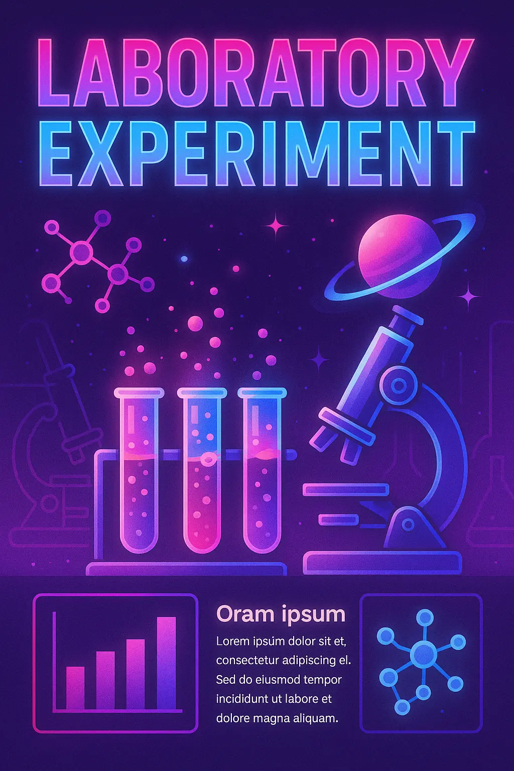 Science Poster template featuring laboratory equipment and molecular structures