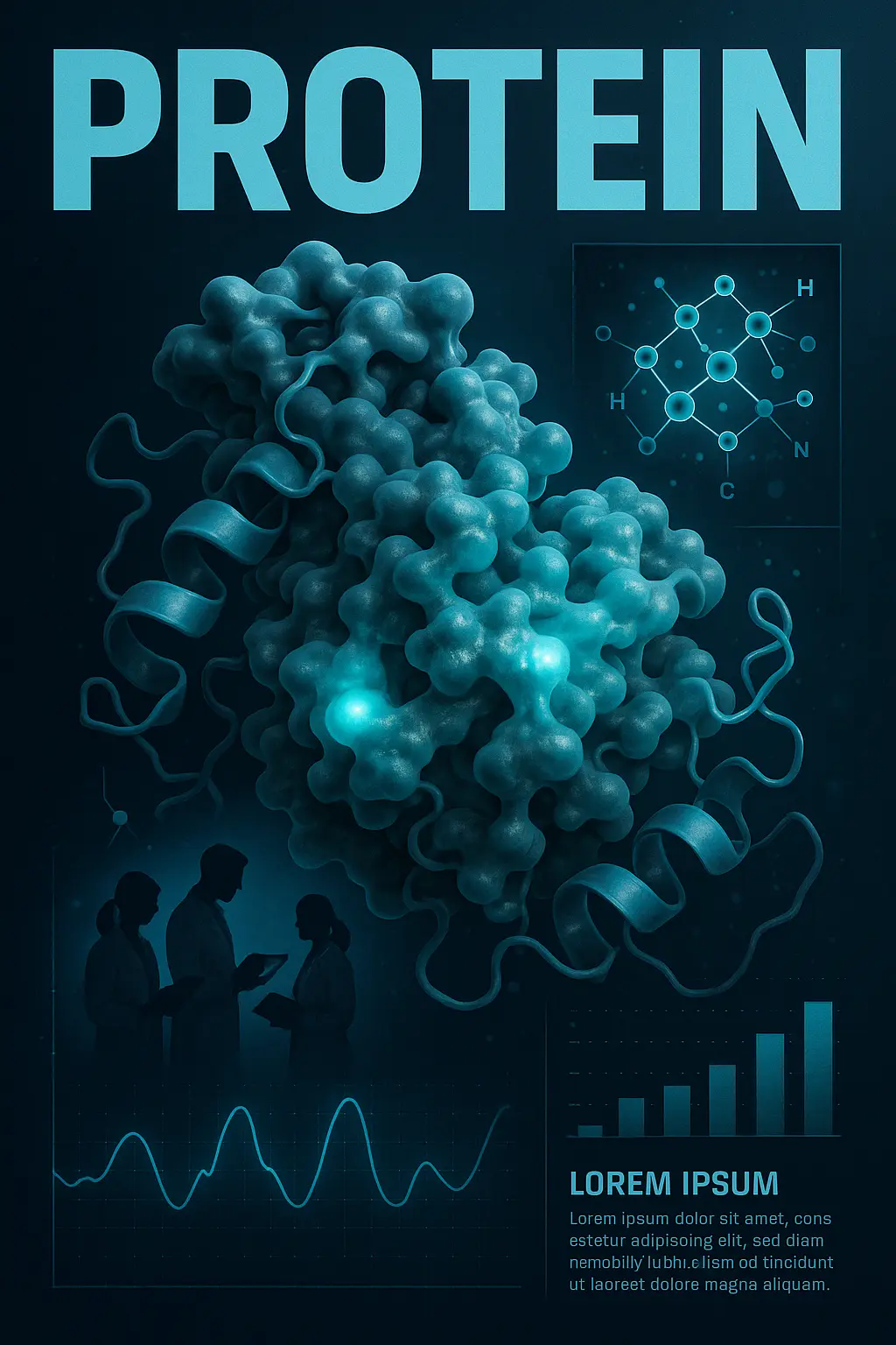 Science Poster template showcasing 3D molecular protein structure