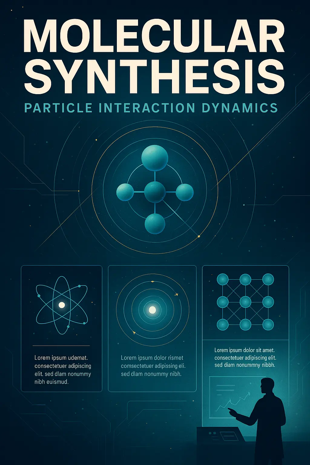 Futuristic Science Poster template with molecular diagrams and bold layout