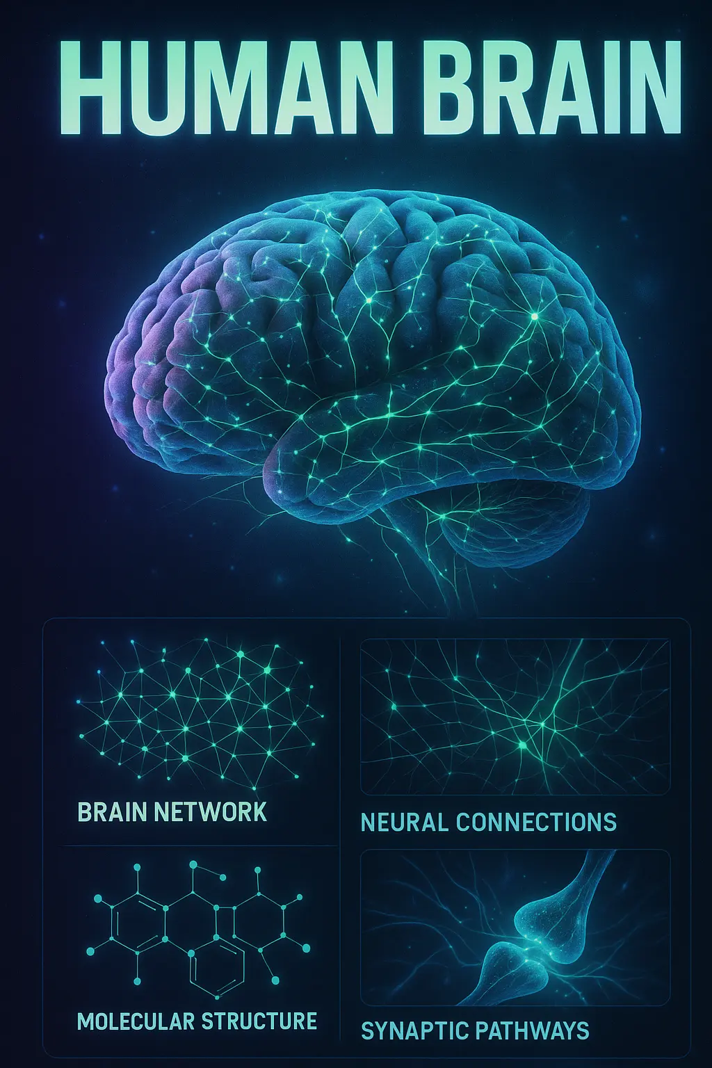 Science Poster template showcasing brain structure with neural connections