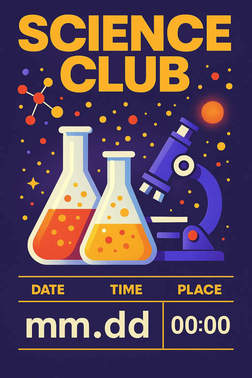 Science Poster template featuring lab equipment and vibrant illustrations.