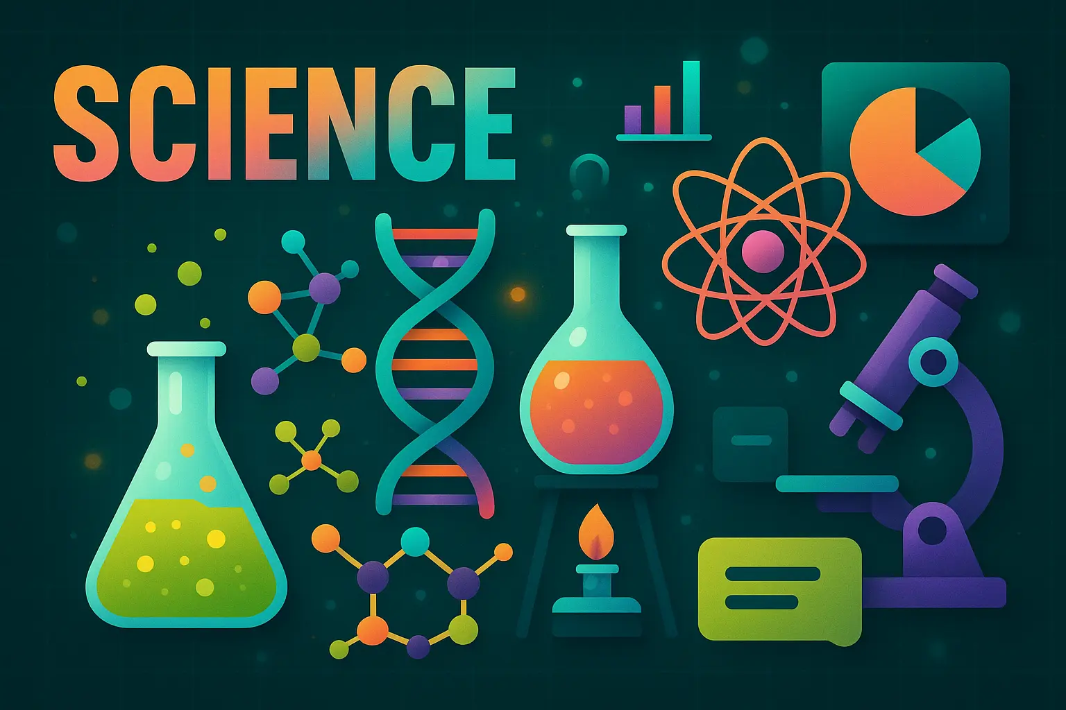 Science Poster template with satellite and glowing data graphics