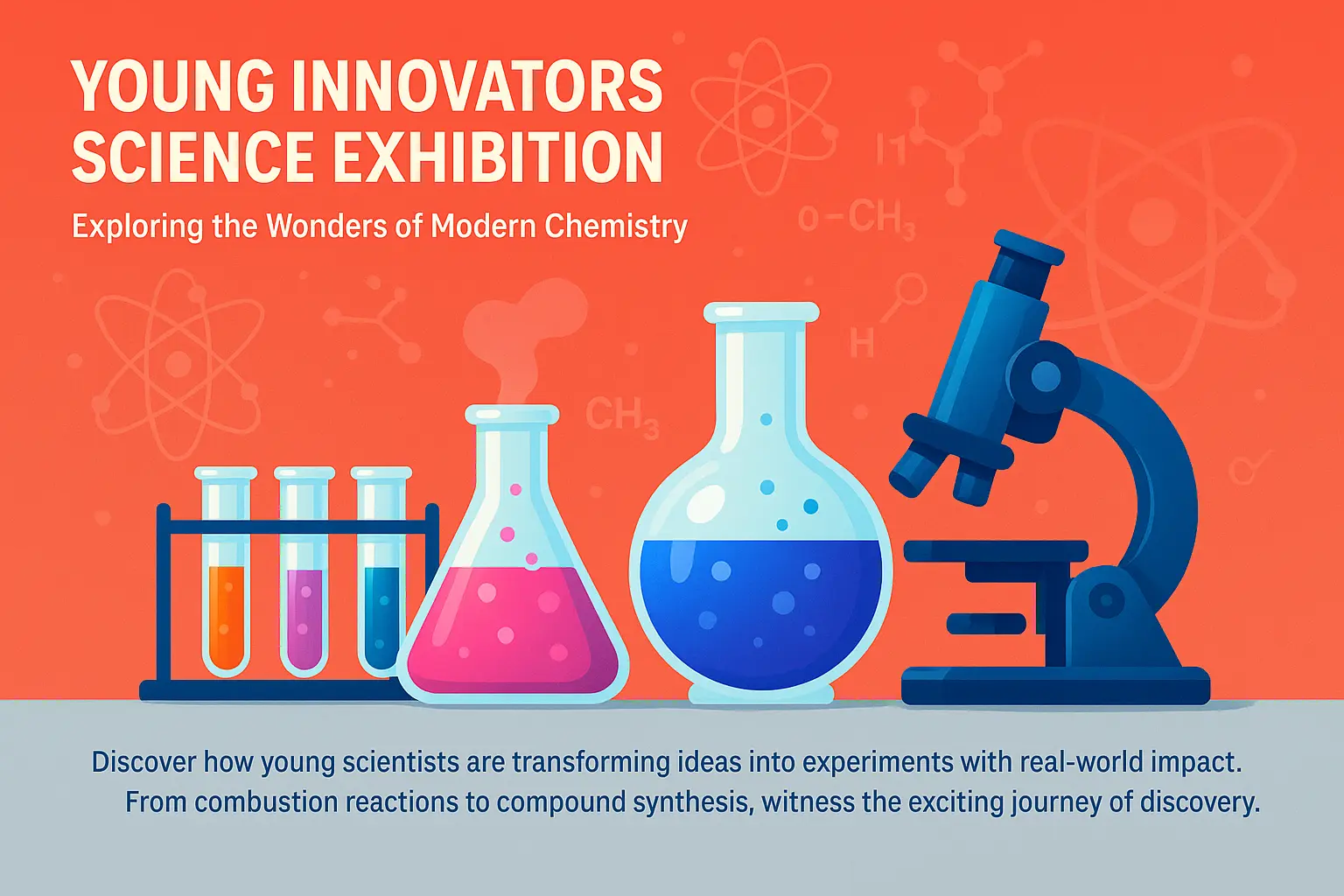 Colorful Science Poster template with chemistry and space graphics