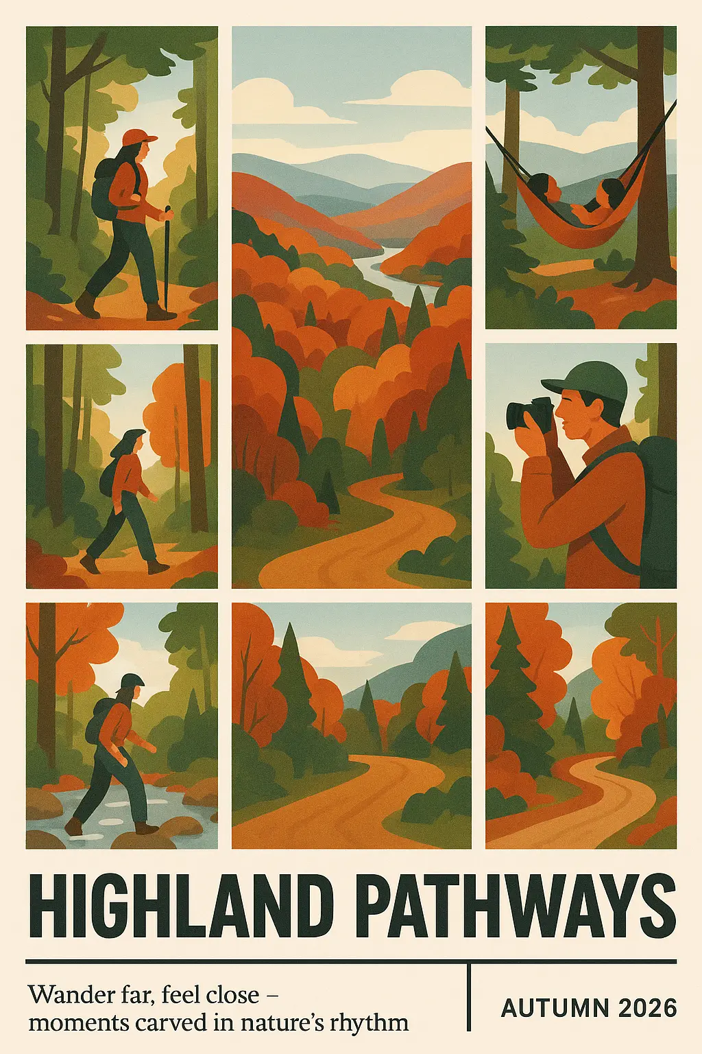 Minimalist Travel Poster template of Appalachian hiking adventure