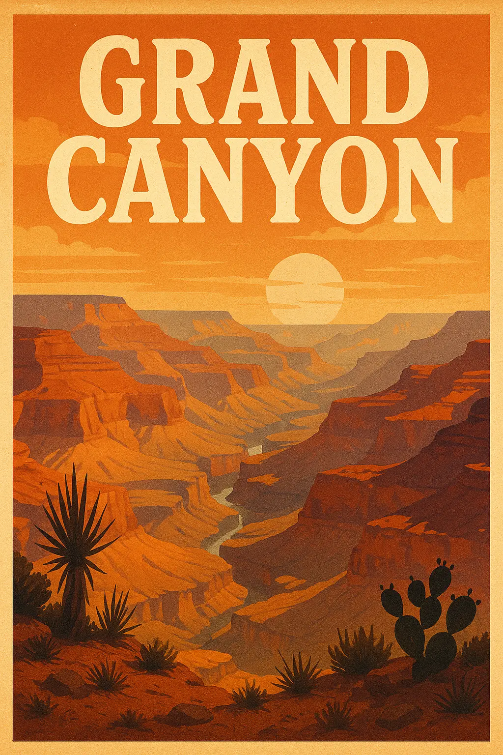 Travel Poster template featuring Grand Canyon at sunset