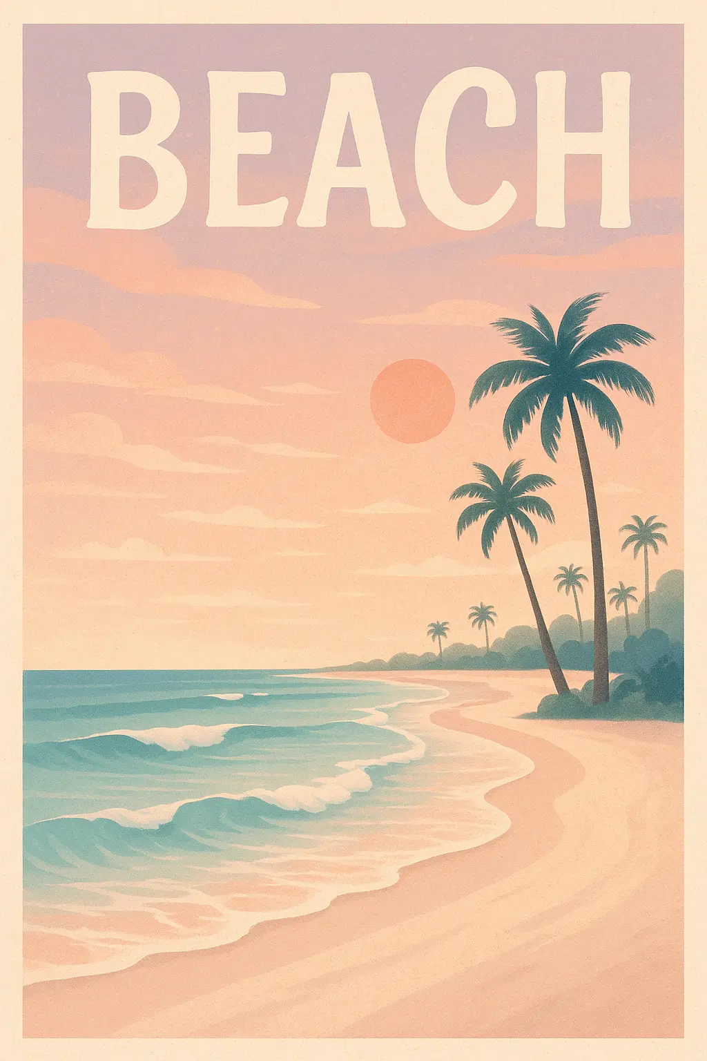 Travel Poster template featuring serene beach with sunset colors
