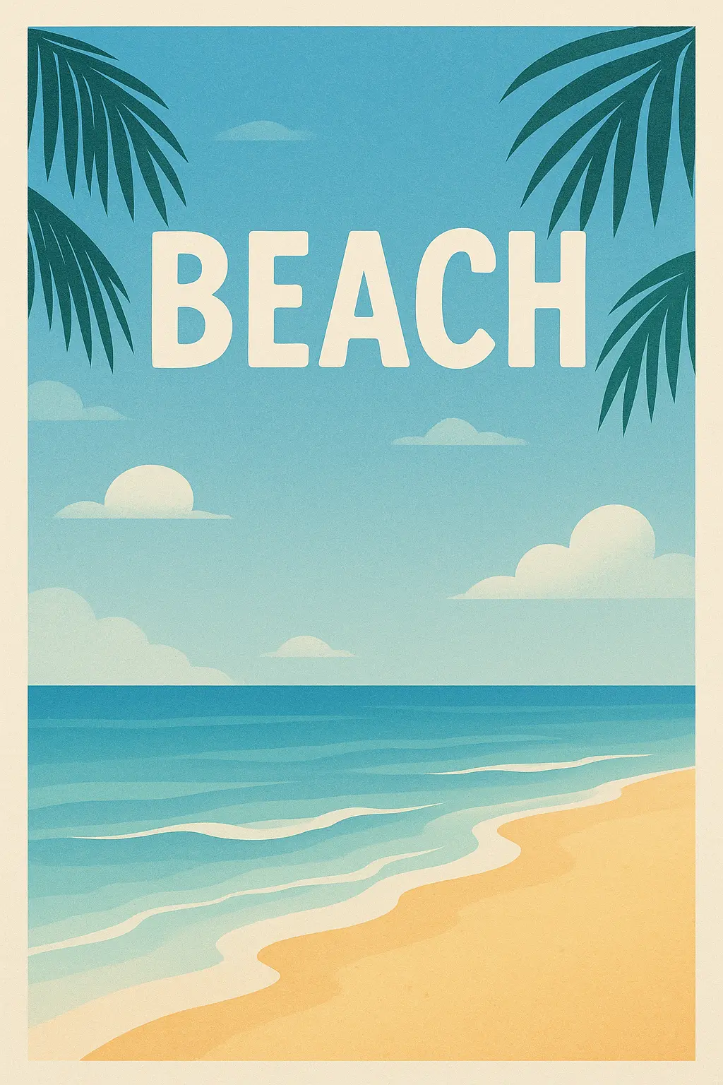 Travel Poster template serene beach with modern typography