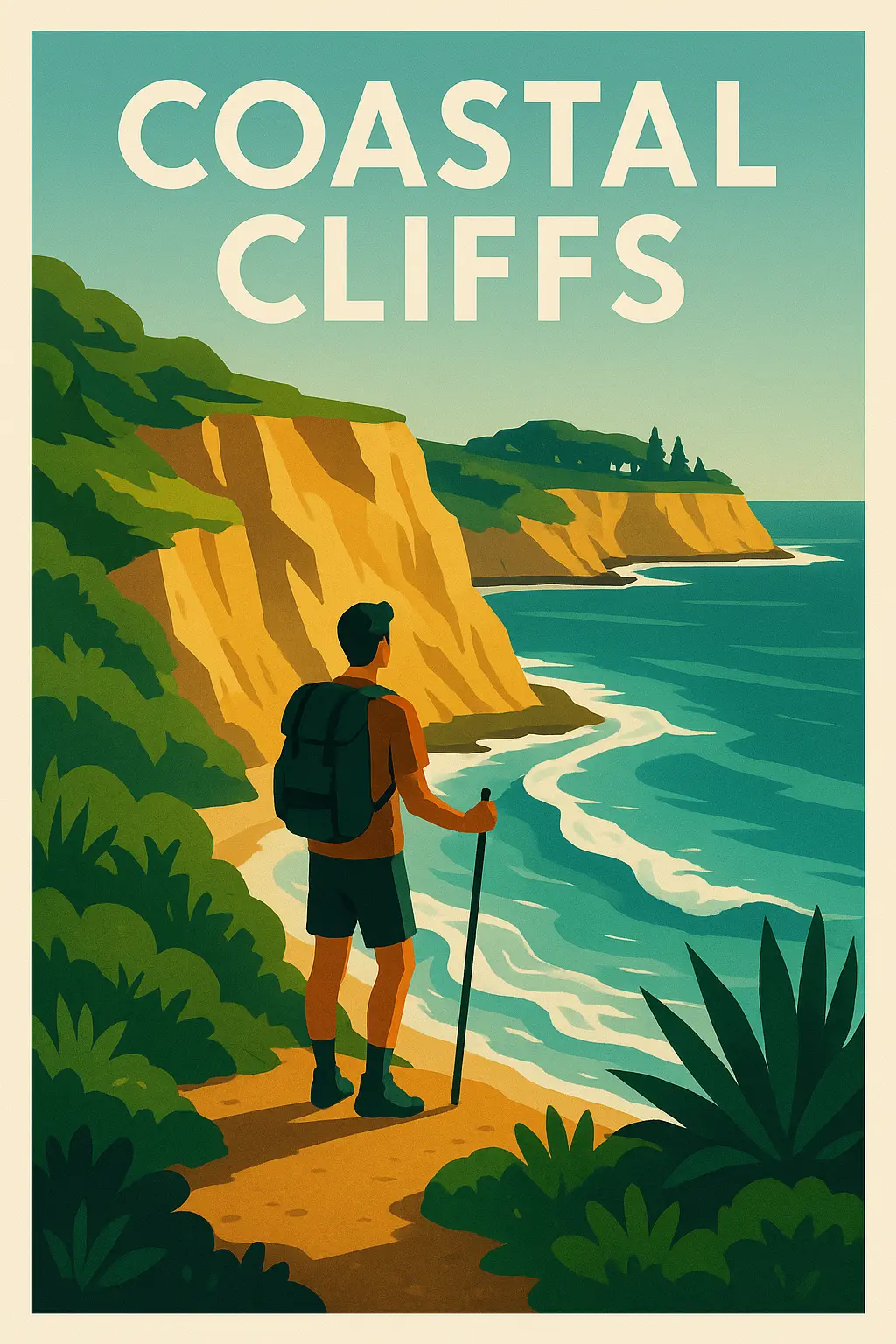 Coastal Travel Poster template with modern minimalist design